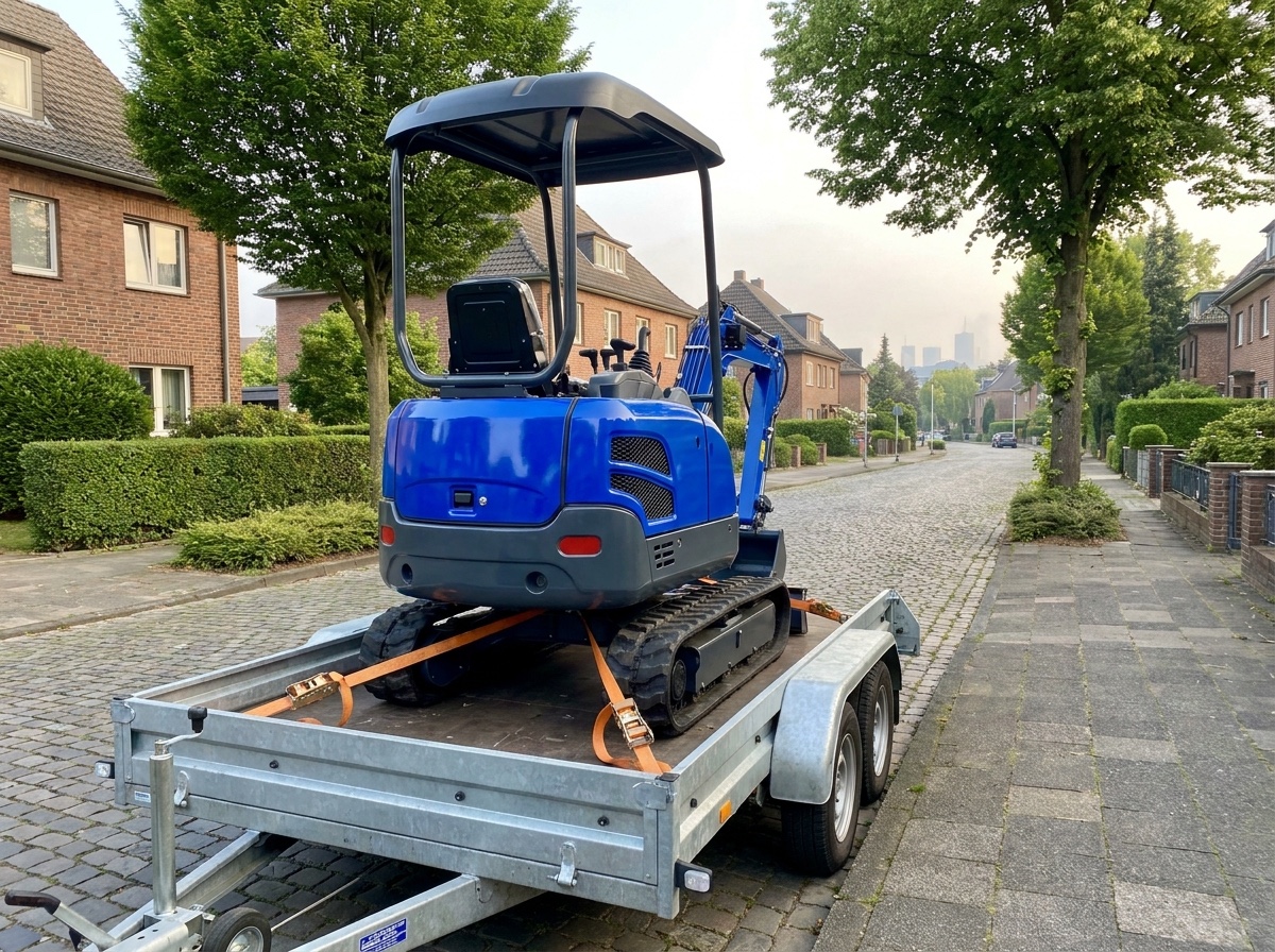 Rippa Minibagger verzurrt auf dem Anhänger